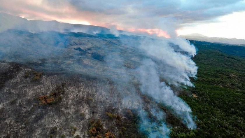 El incendio forestal en el Parque Nacional Los Alerces ya arrasó 577 hectáreas